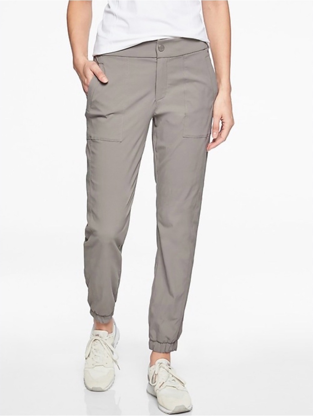 Athleta Women’s Gray Trekkie 2.0 Jogger Pants 8 Lightweight Drawstring Pockets - Picture 9 of 9